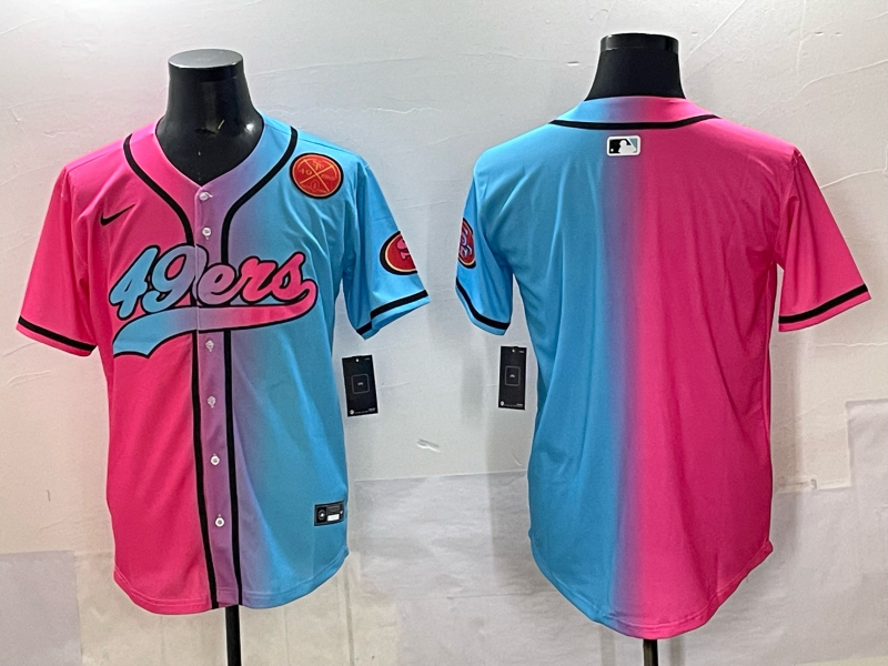 Men 2025 San Francisco 49ers blank Pink Blue pink Nike Limited NFL Jersey 0018